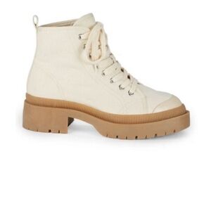 Steven by Steve Madden Sabri lace up boots in Nat Canvas size 8